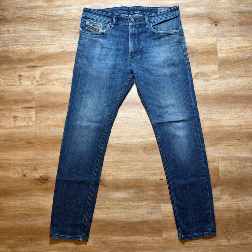 Diesel Thommer-X Jeans Mens 34x32 Blue Slim Fit Stretch Distressed Denim RM035